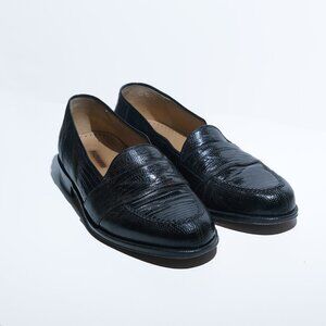 Share Vintage Magnanni Black Lizard leather Penny Loafer Men's Size 9 M Made in